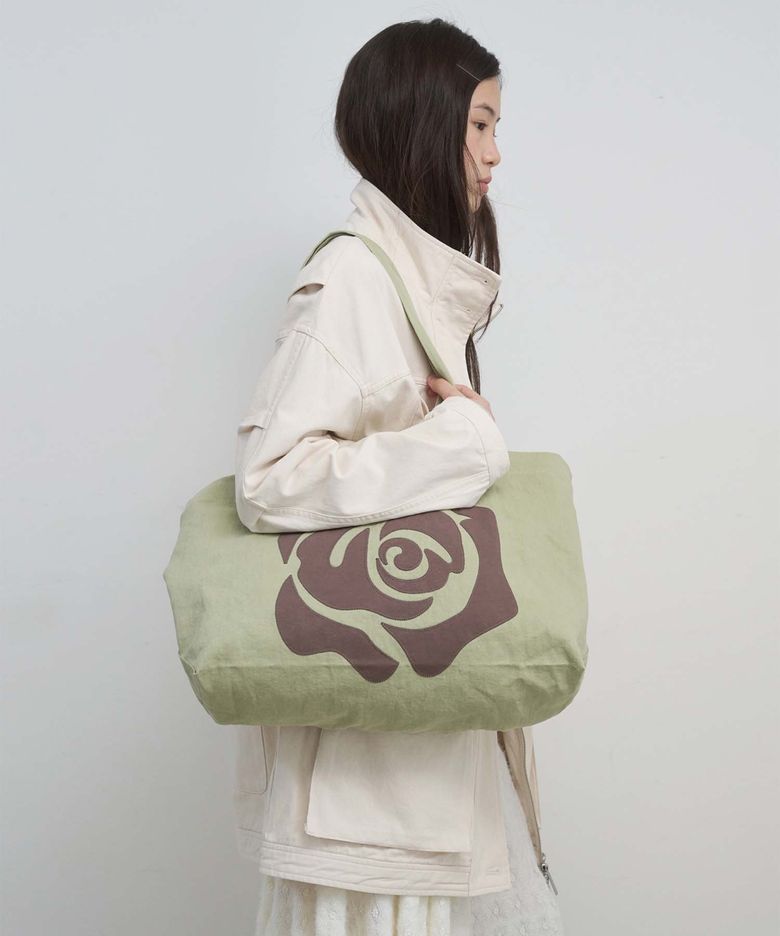 ROSE PATCH ECO BAG_GREEN