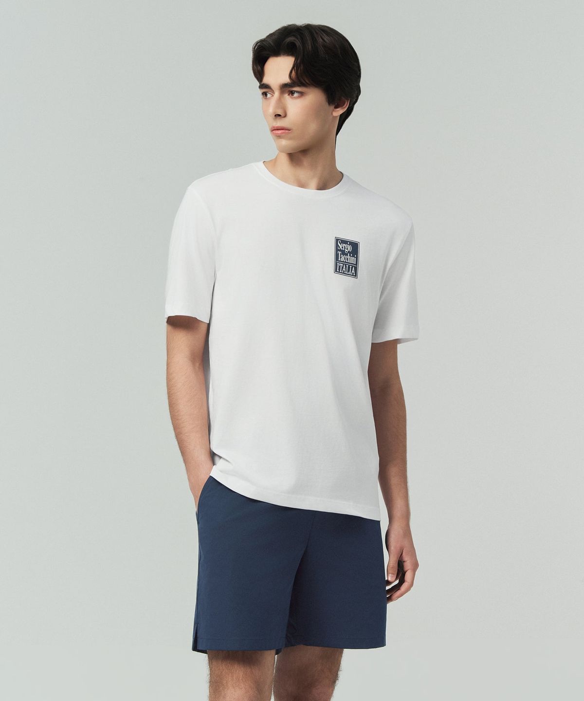 세르지오 타키니(SERGIO TACCHINI) M 백 아트웍 코튼 반팔 티셔츠 (White)