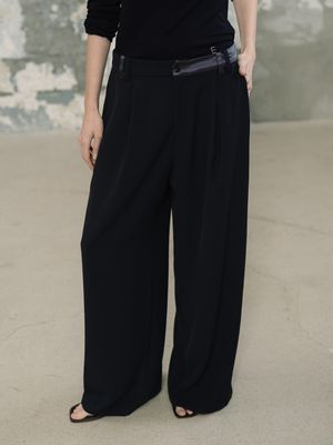 라인 배색 와이드 팬츠_다크네이비