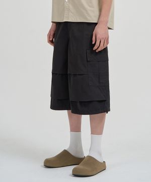 백포켓 카고 버뮤다 팬츠 (BLACK)