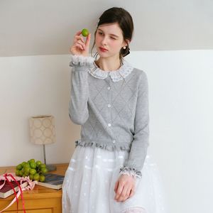 Cest_Lace flower button cardigan