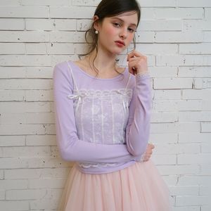 Cest_Pastel lace long sleeve top