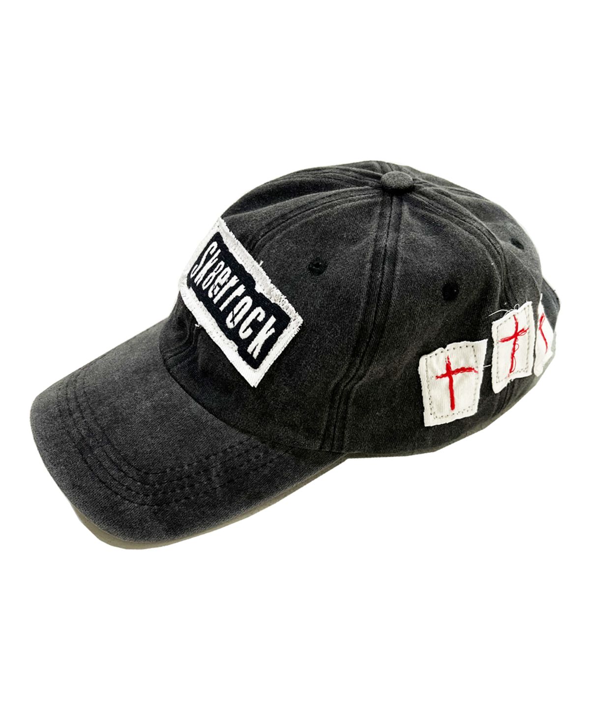 스케이터락(SK8ER ROCK) Patchwork PigmentWashing Ball Cap ((charcoal))