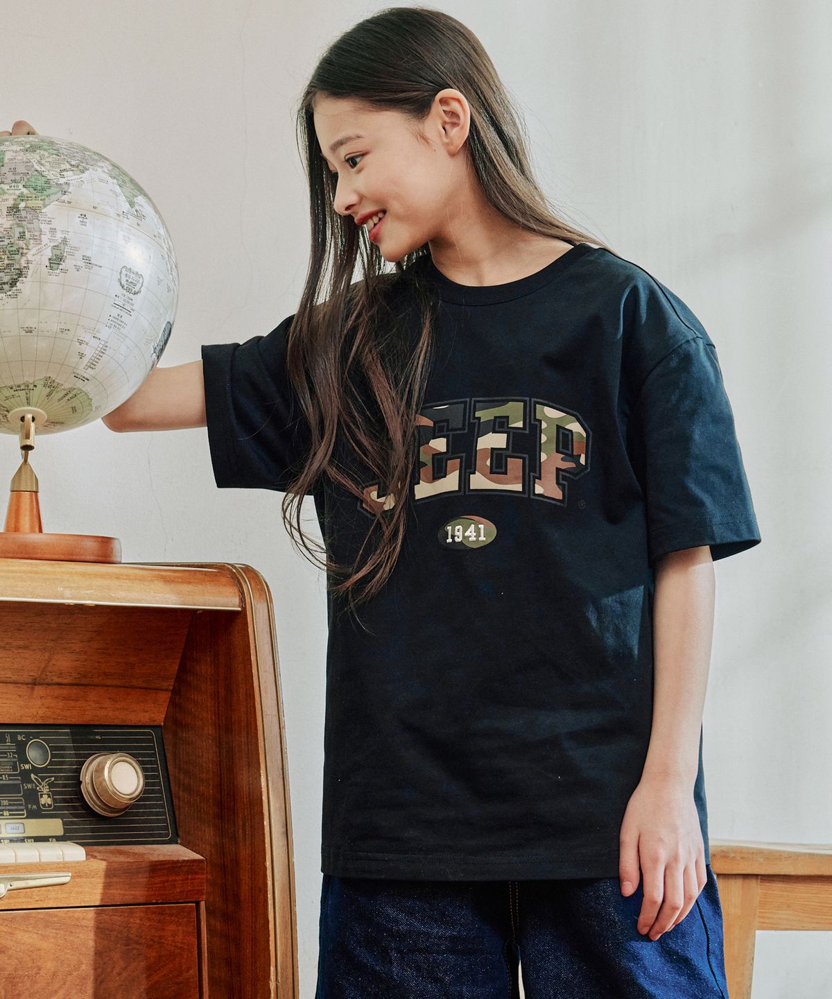 지프키즈(JEEPKIDS) JEEP 아치 빅로고 반팔 티셔츠 (KR5TSU183BK)