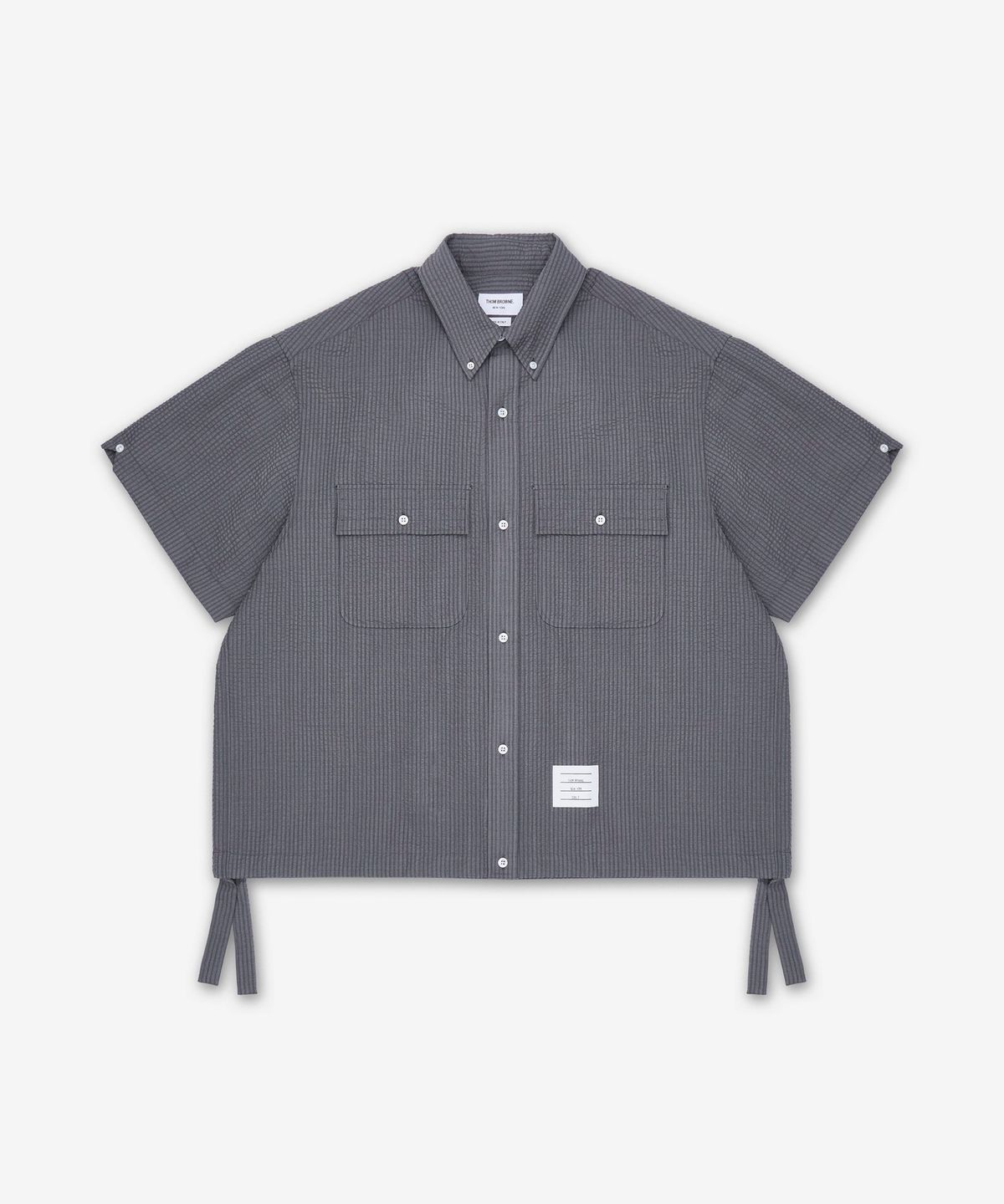 톰 브라운(THOM BROWNE) 플랩 포켓 인 울 시어서커 셔츠 - 라이트 그레이 / MWS329A06455055