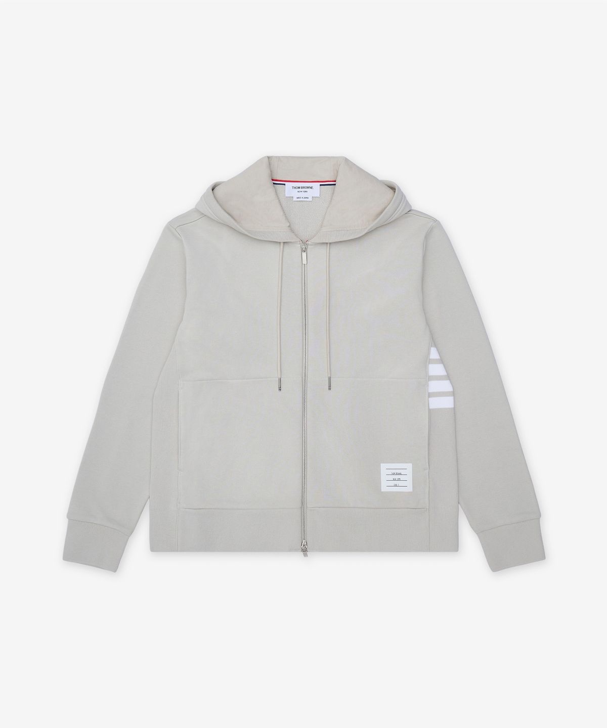 톰 브라운(THOM BROWNE) 루프백 저지 4-바 집업 후드 - 베이지 / MJT517A03037260