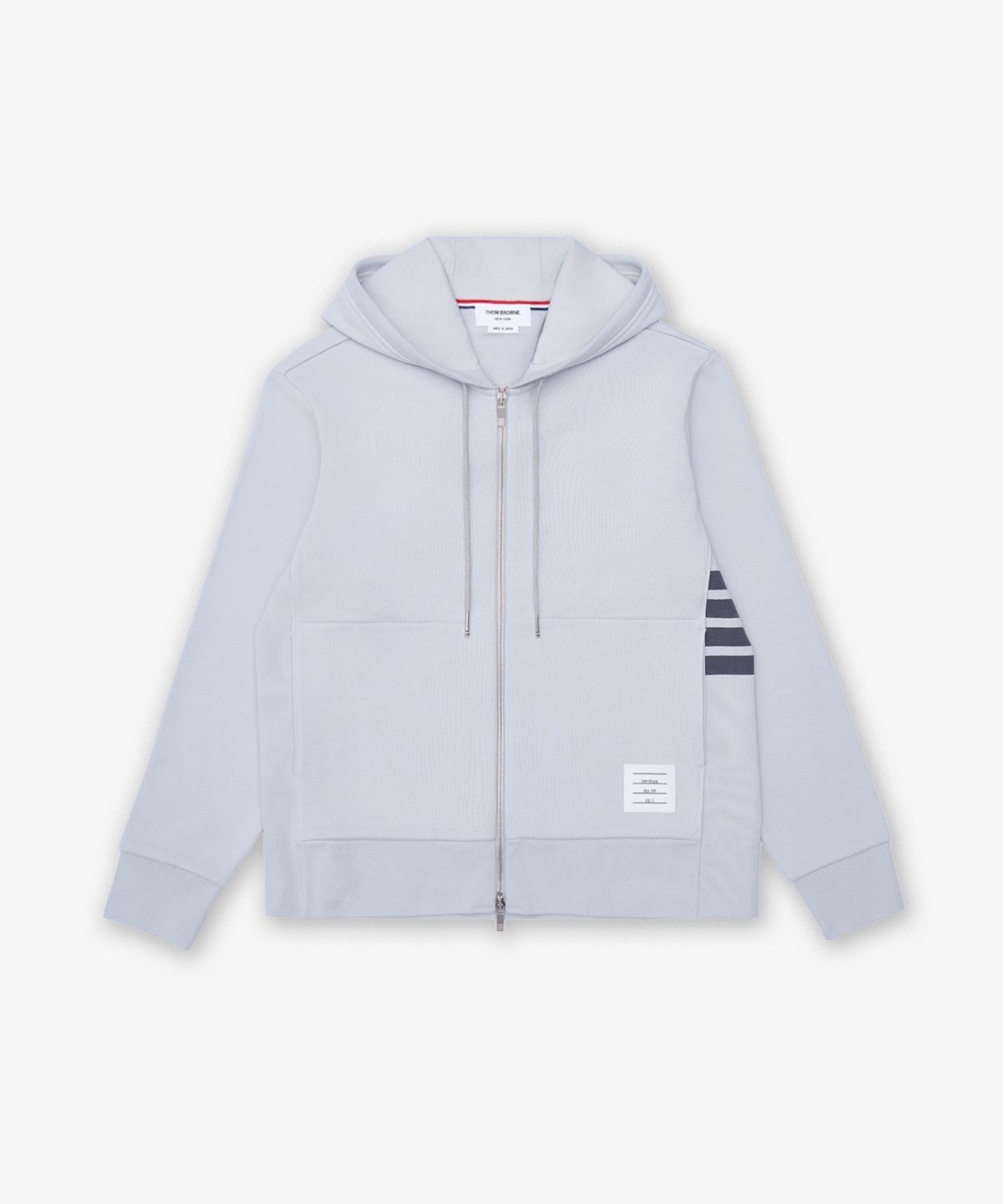 톰 브라운(THOM BROWNE) 루프백 저지 4-바 집업 후드 - 페일 그레이 / MJT517A03037050