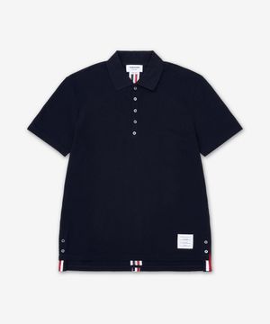 클래식 피케 스트라이프 릴렉스드 반소매 폴로 셔츠 - 네이비 / MJP042A00050415