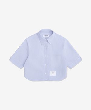 옥스포드 크롭 숏 슬리브 셔츠 - 라이트 블루 / FLL205AF0313480