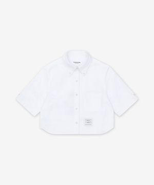 옥스포드 크롭 숏 슬리브 셔츠 - 화이트 / FLL205AF0313100