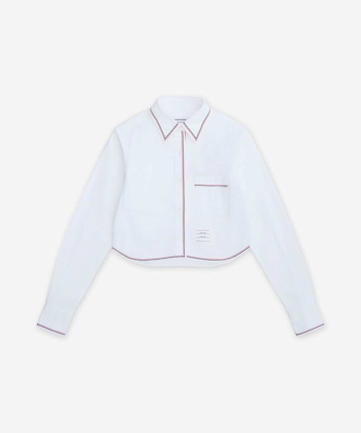 톰 브라운(THOM BROWNE) 클래식 롱슬리브 크롭 셔츠 - 화이트 / FLL196GF0313100