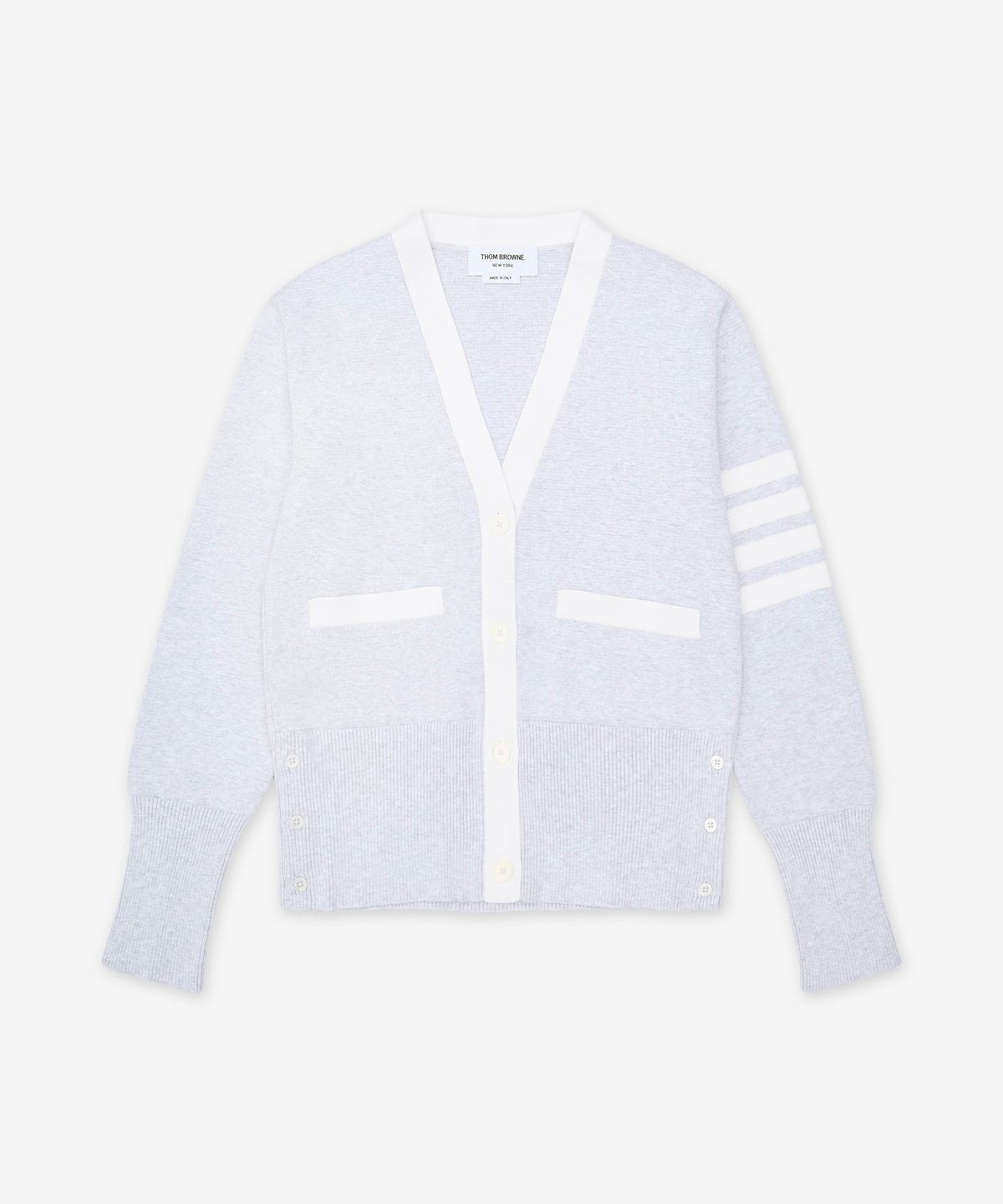톰 브라운(THOM BROWNE) 밀라노 스티치 코튼 4-바 가디건 - 페일 그레이 / FKC207B00219050