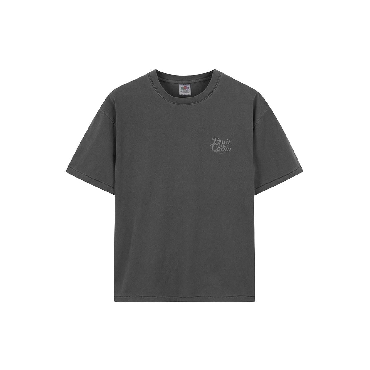 프룻오브더룸(FRUIT OF THE LOOM) 피그먼트 로고 그래픽 반팔티(CHARCOAL GREY)
