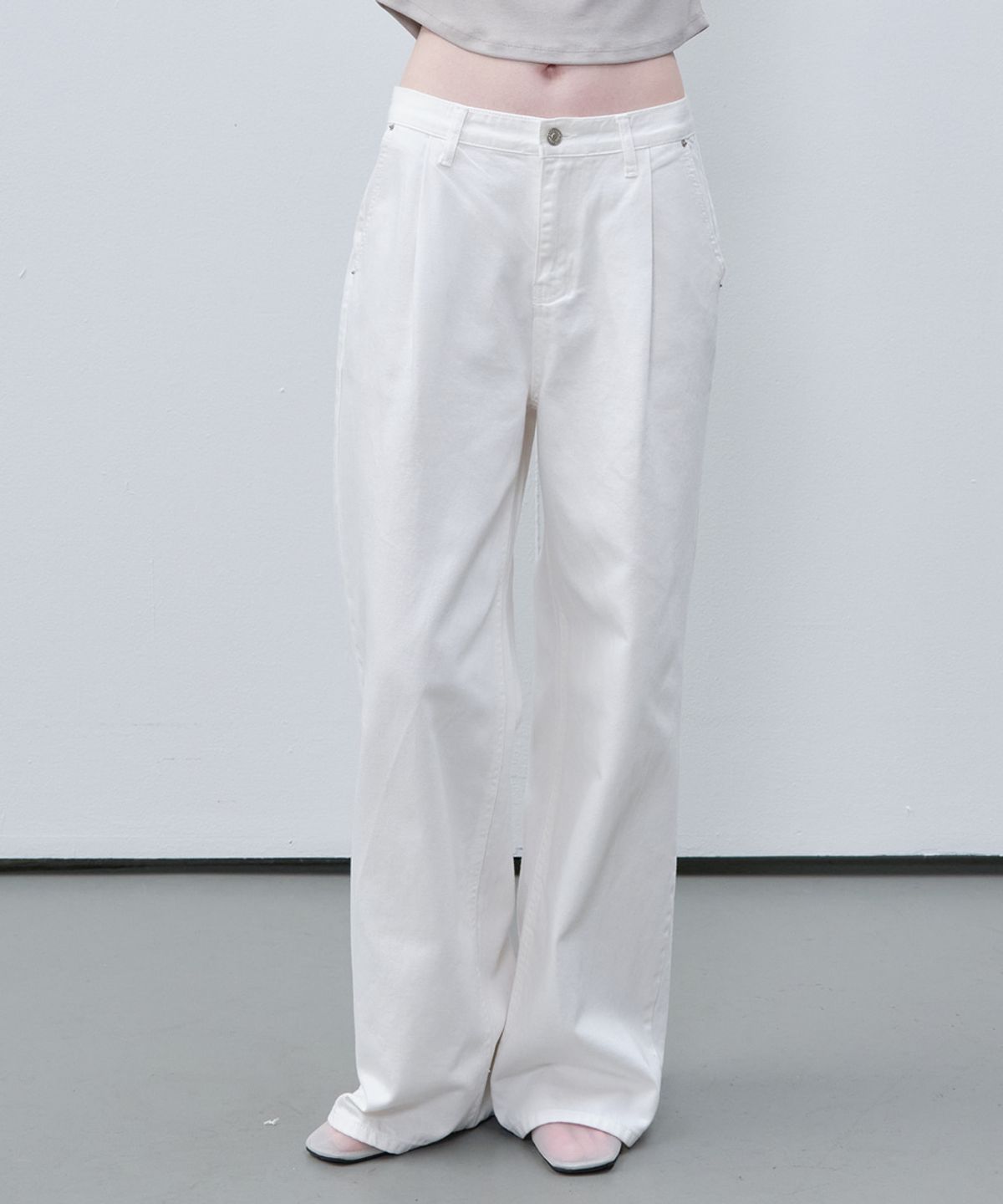 프리버07(FRIVER07) One tuck wide tencel denim pants [FRSP06DP04]_White