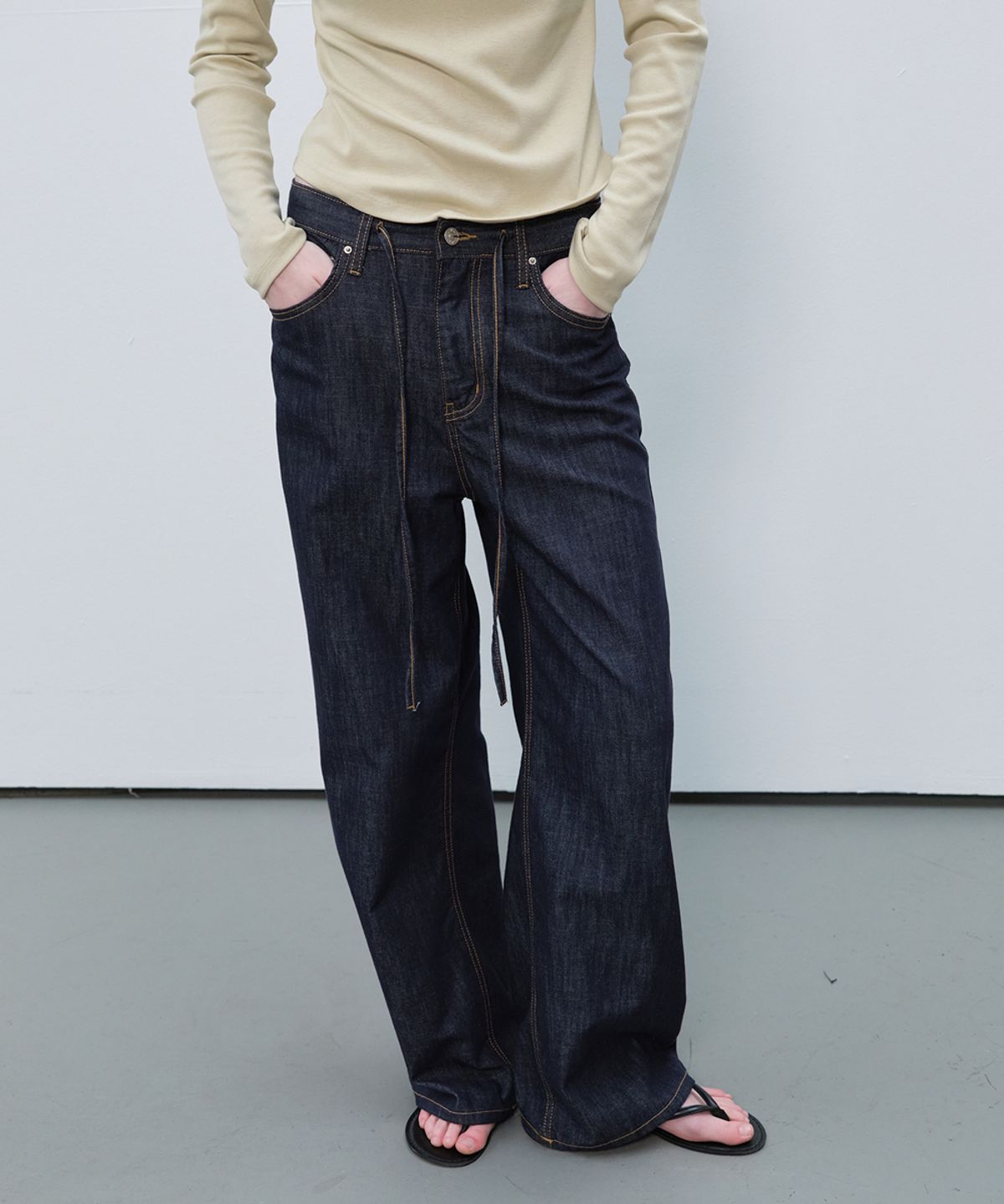 프리버07(FRIVER07) Summer string nonfade denim pants [FRSP06DP01]_Indigo