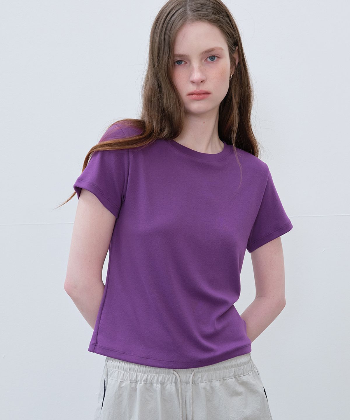 프리버07(FRIVER07) Label basic half t-shirt [FRSP06TS05]_Purple
