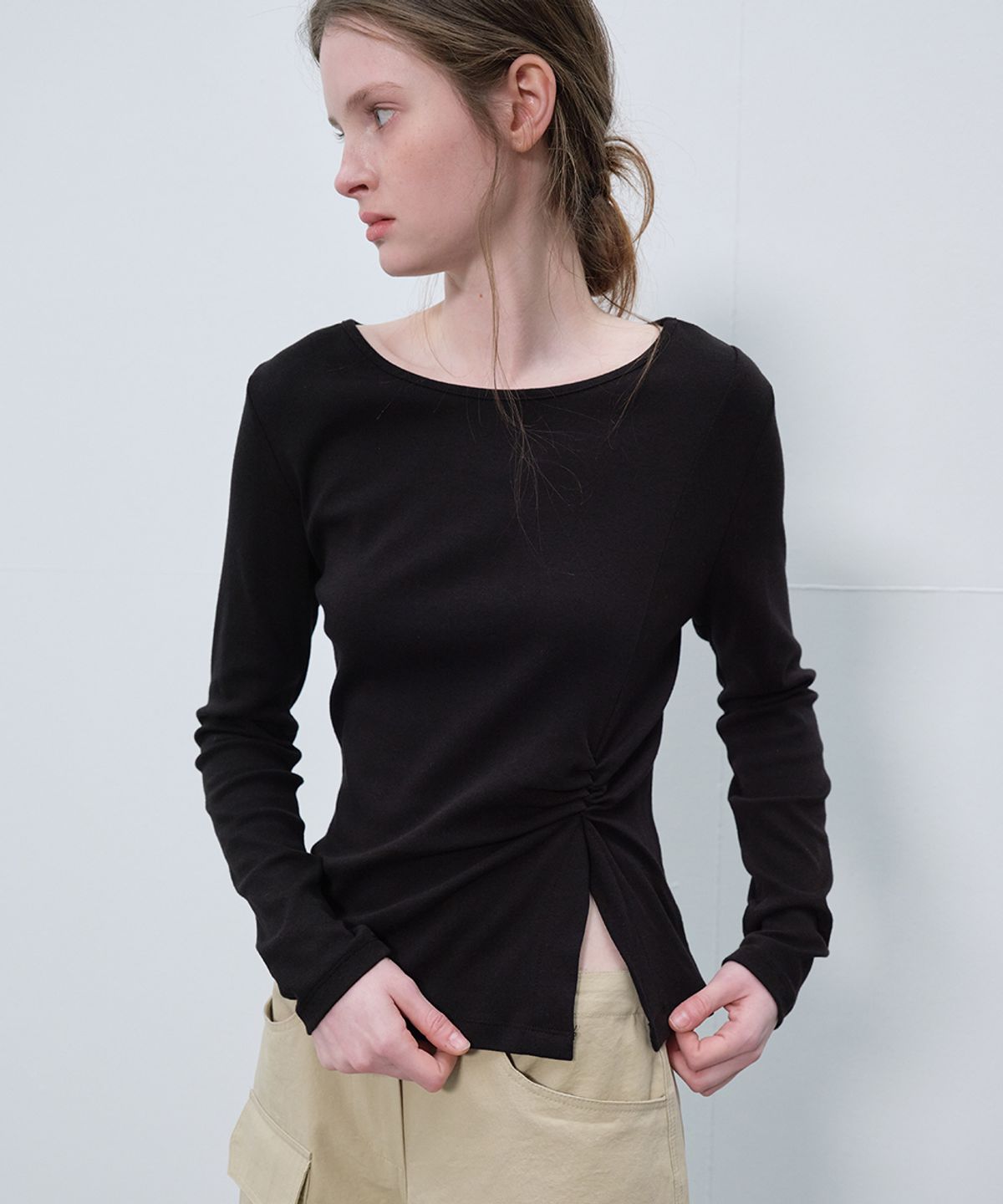 프리버07(FRIVER07) Twisted unbalanced t-shirt [FRSP06LT12]_Black