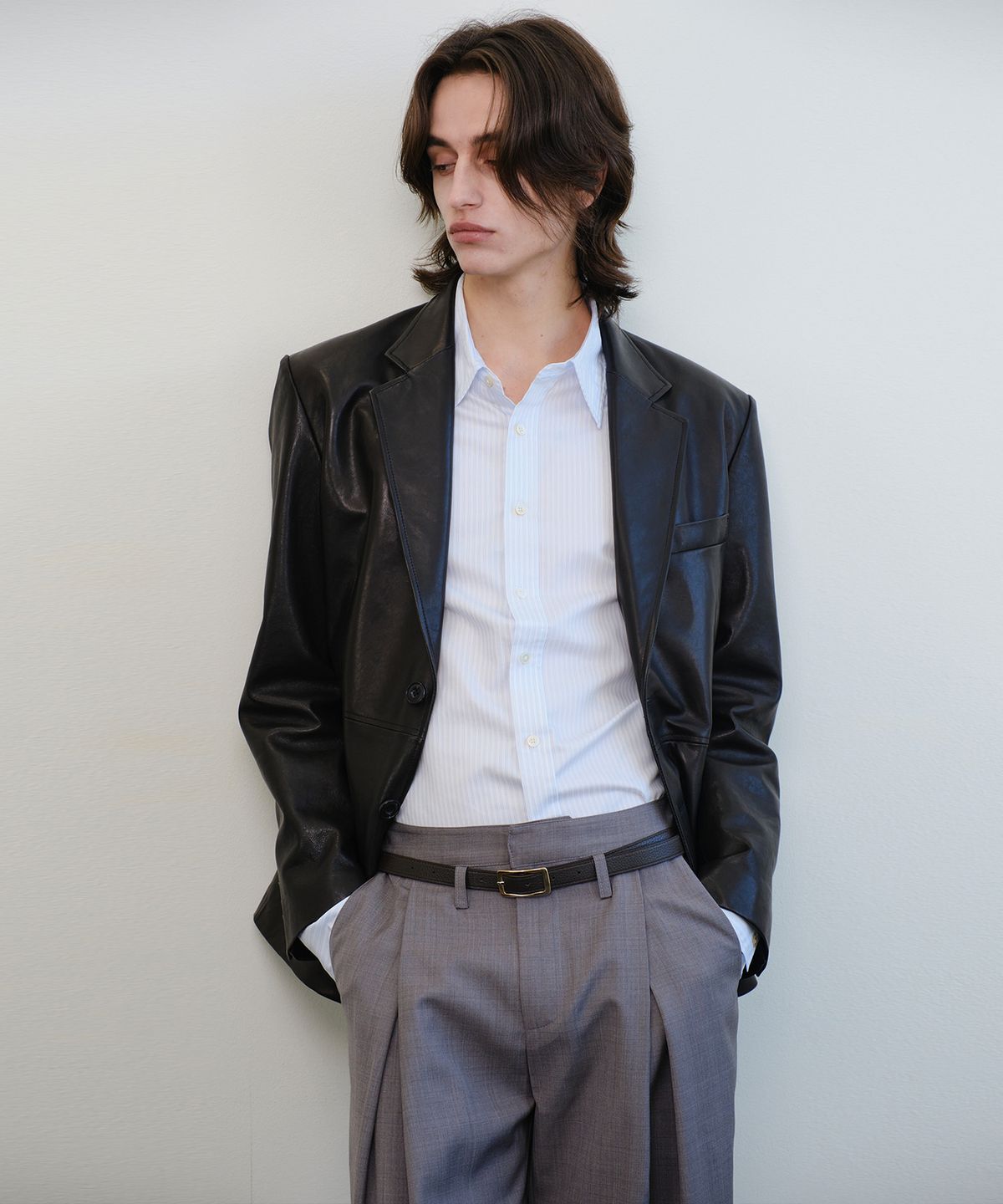 베른(VERN) HAZE LAMBSKIN TAILORED JACKET (BLACK)