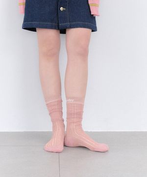 [IHM26SS49] 쉬어 글리터 니삭스 살몬