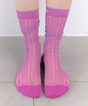 [IHM26SS47] 쉬어 글리터 니삭스 바이올렛