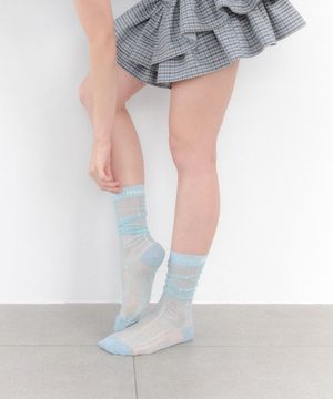 [IHM26SS45] 쉬어 글리터 니삭스 스카이