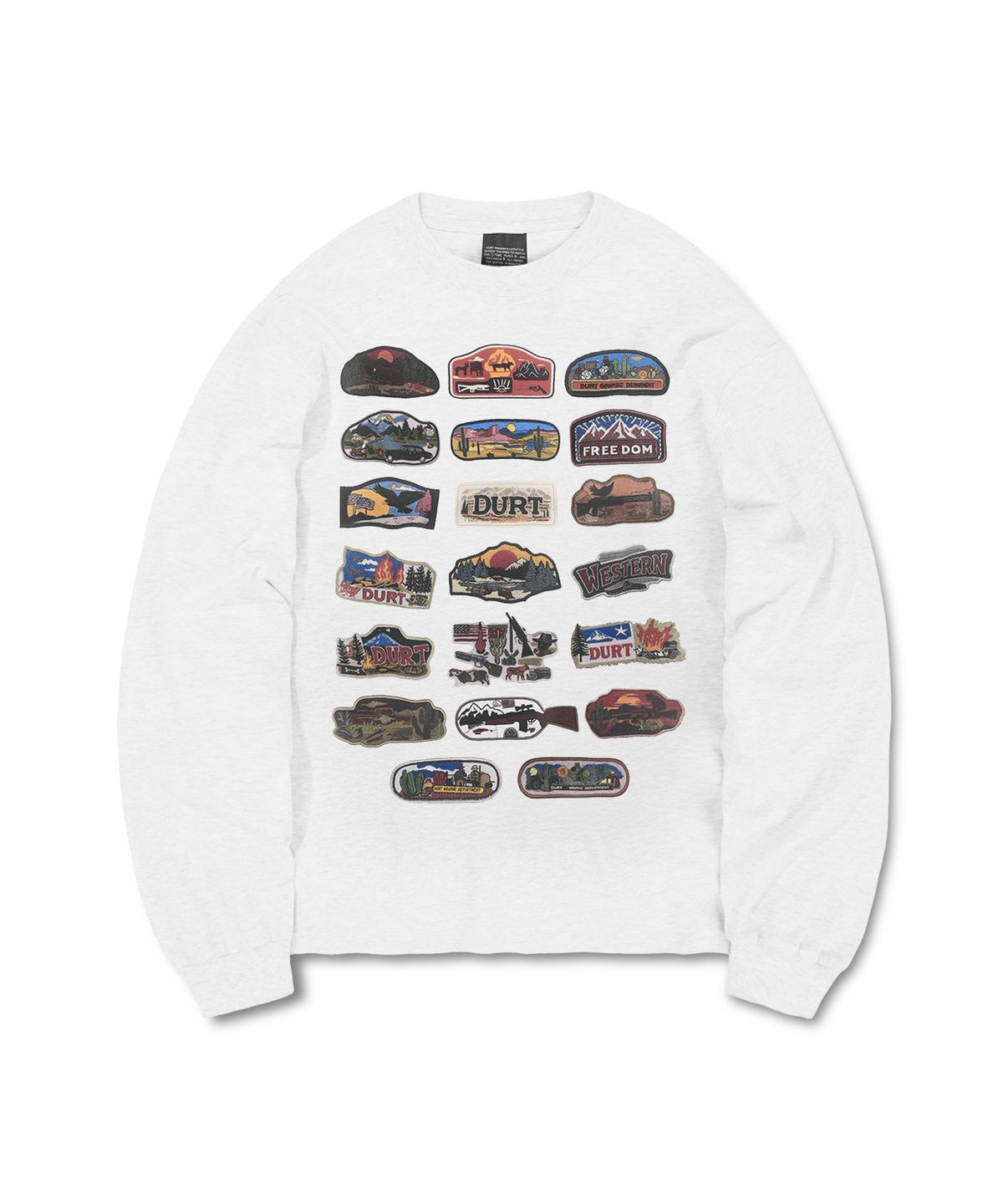 더트(DURT) WESTERN PATCH LONG SLEEVE TEE (LIGHT GREY)