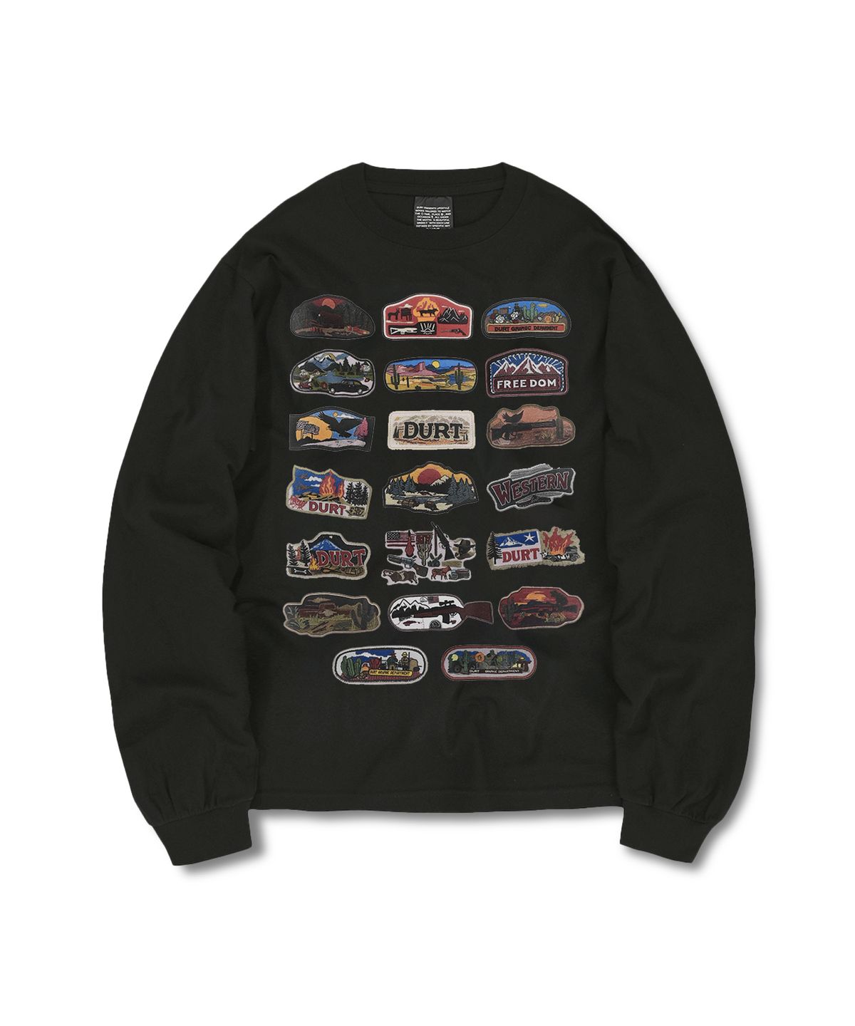 더트(DURT) WESTERN PATCH LONG SLEEVE TEE (BLACK)