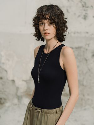 골지 크루넥 슬리브리스 (3color)