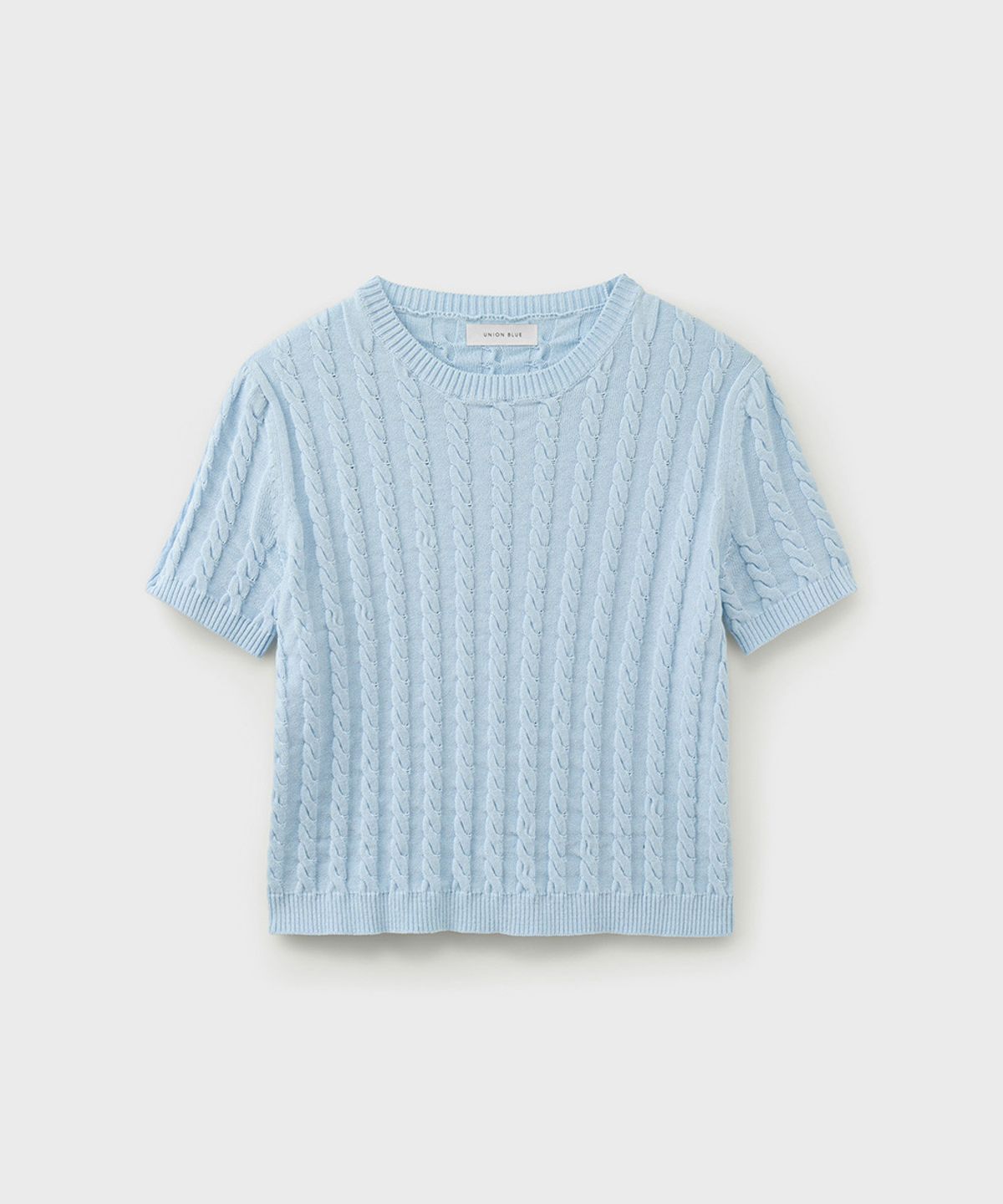 유니온블루 우먼(UNIONBLUE WOMAN) CABLE HALF KNIT [BABY BLUE]