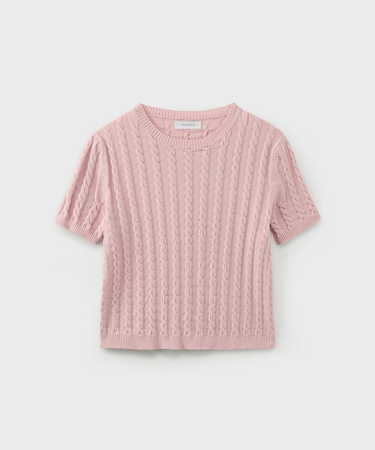 유니온블루 우먼(UNIONBLUE WOMAN) CABLE HALF KNIT [LIGHT PINK]