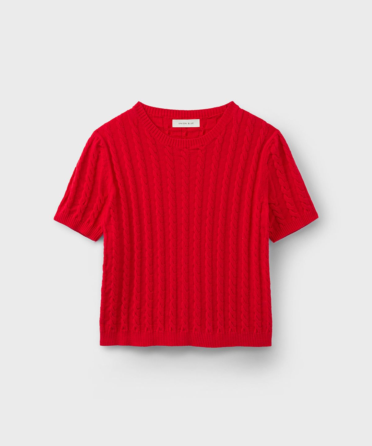 유니온블루 우먼(UNIONBLUE WOMAN) CABLE HALF KNIT [RED]