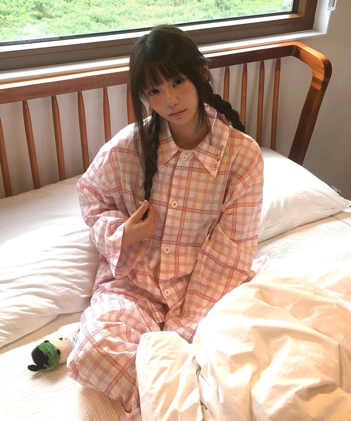 레떼드폴린(LETEDE PAULINE) [Uni] 008A 트레사 롱 슬리브 탑 & 롱 팬츠_레드 파자마