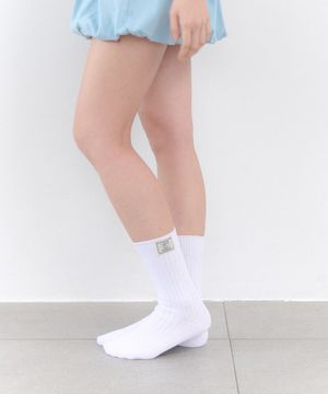 [IHM26SS39] 라벨 소프트 삭스 화이트