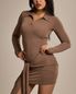 CS HIP SHIRRING MINI DRESS-007 (BROWN)