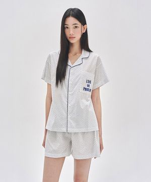 [Uni] 019A 닷스 하프 슬리브 탑 & 하프 팬츠