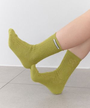 [IHM26SS31] 아일렛 니트 삭스 올리브