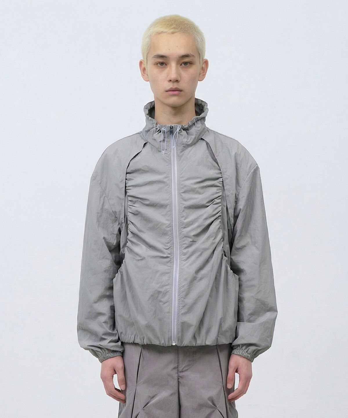 카사카사(KASAKASA) Layered Shirring Jacket Grey