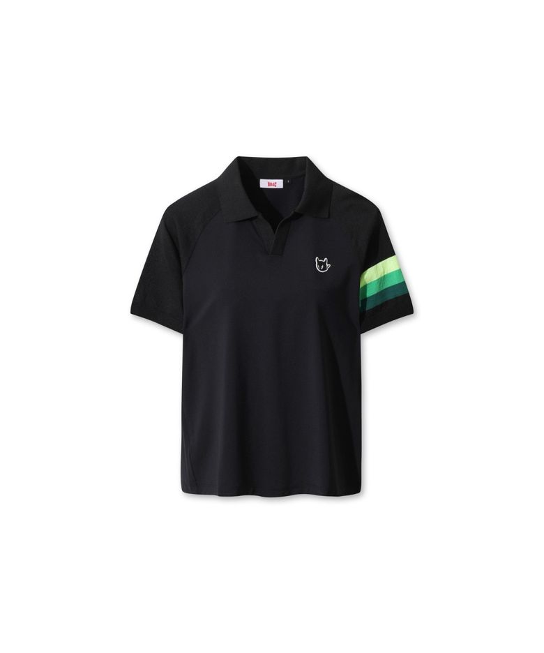 Women Knit Sleeve Hybrid Polo WWTCM26301BKX