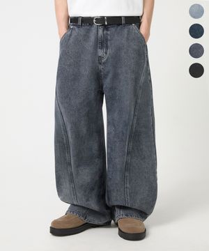[기획] 커브드 와이드 절개 데님 팬츠_4color