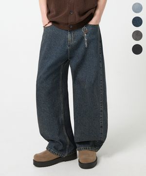 사이드 패널 커브드 데님 팬츠_4color