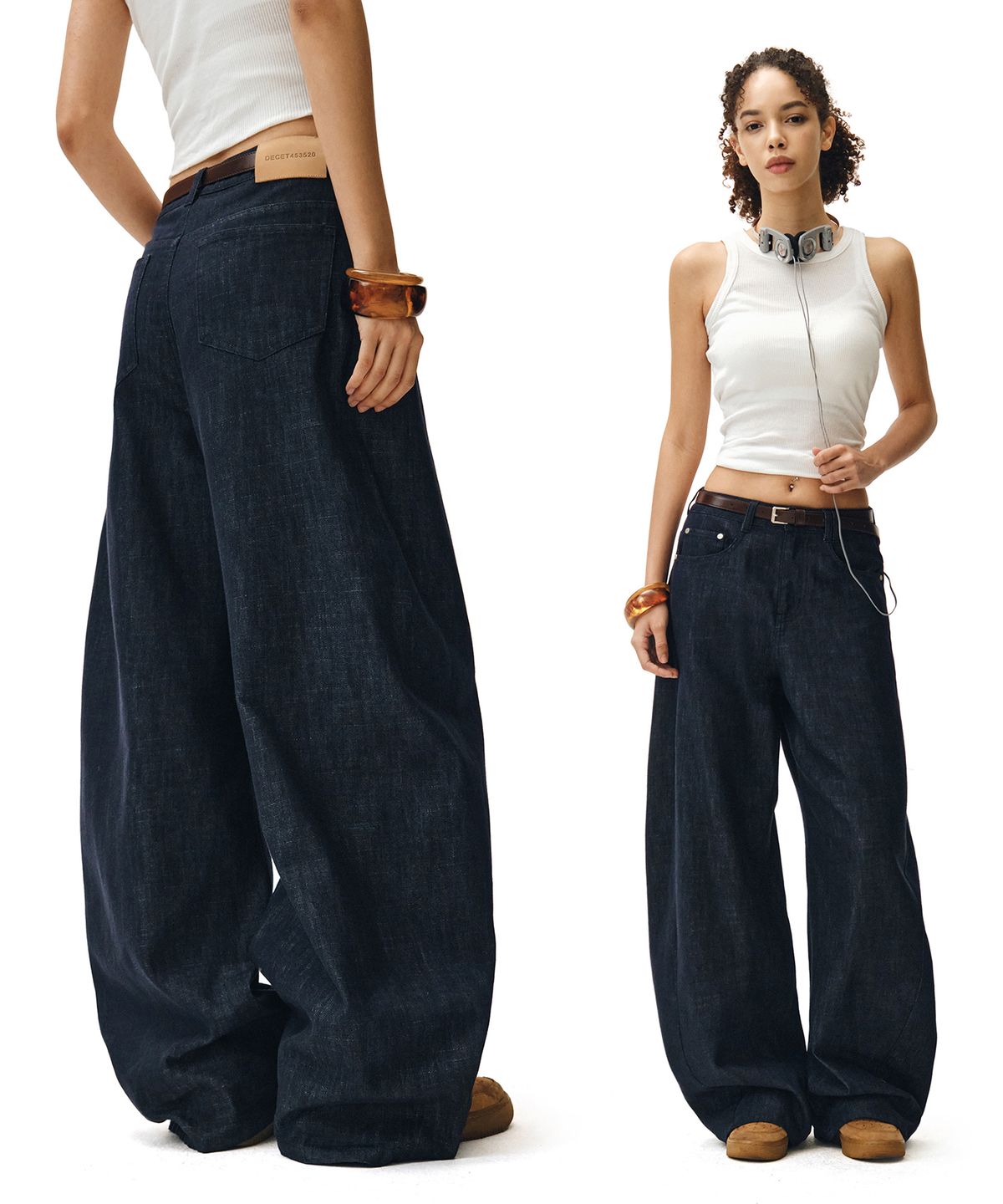 데케트 우먼(DECET WOMEN) [린넨라이크]Linen Like Barrel Jeans DCWPT029CPINDIGO