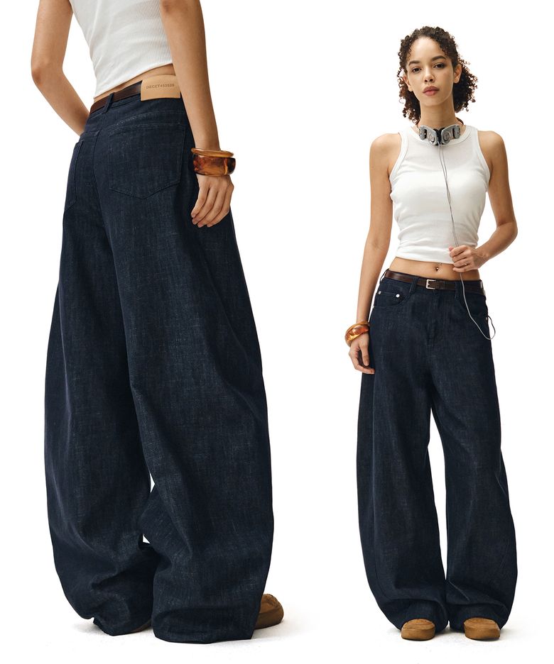 [린넨라이크]Linen Like Barrel Jeans DCWPT029CPINDIGO