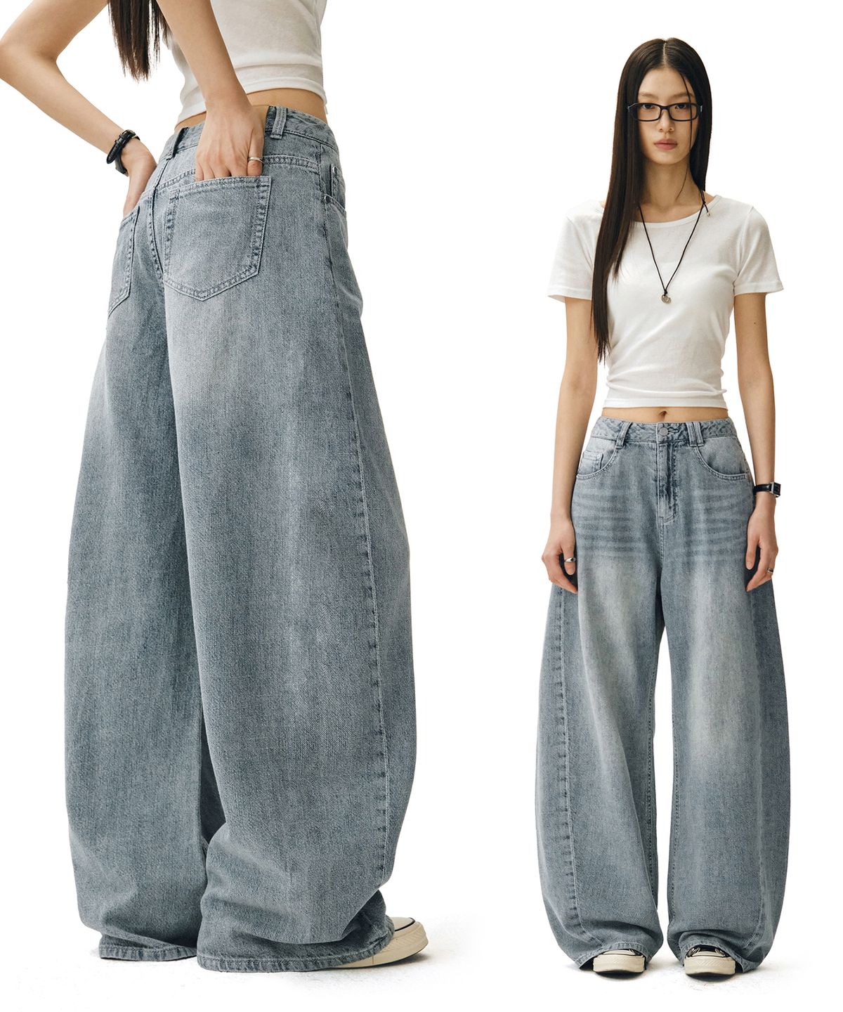 데케트 우먼(DECET WOMEN) [린넨라이크]Linen Like Barrel Jeans DCWPT029LIGHTBLUE
