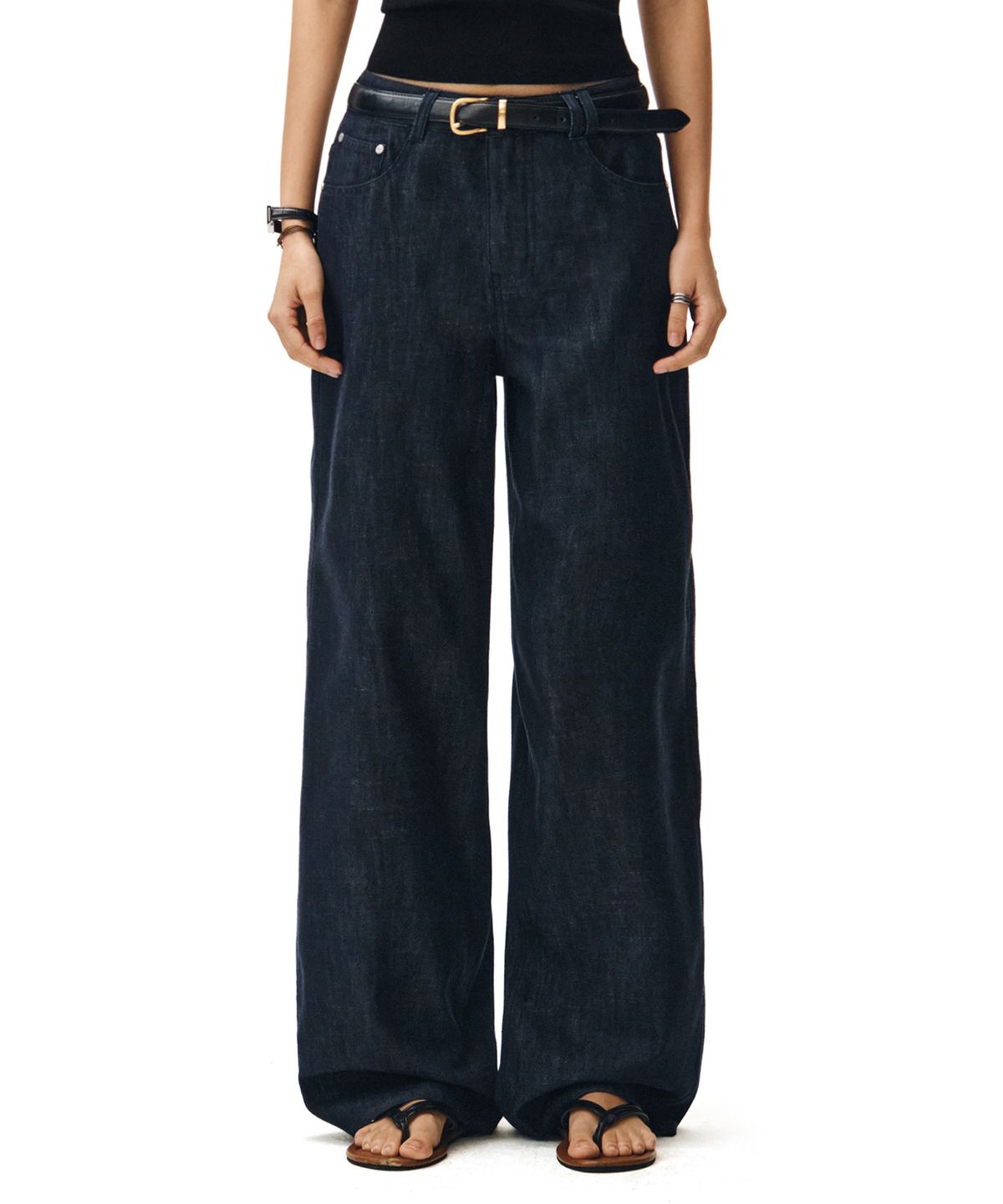 데케트 우먼(DECET WOMEN) [린넨라이크]Linen Like Wide Jeans DCWPT028CPINDIGO