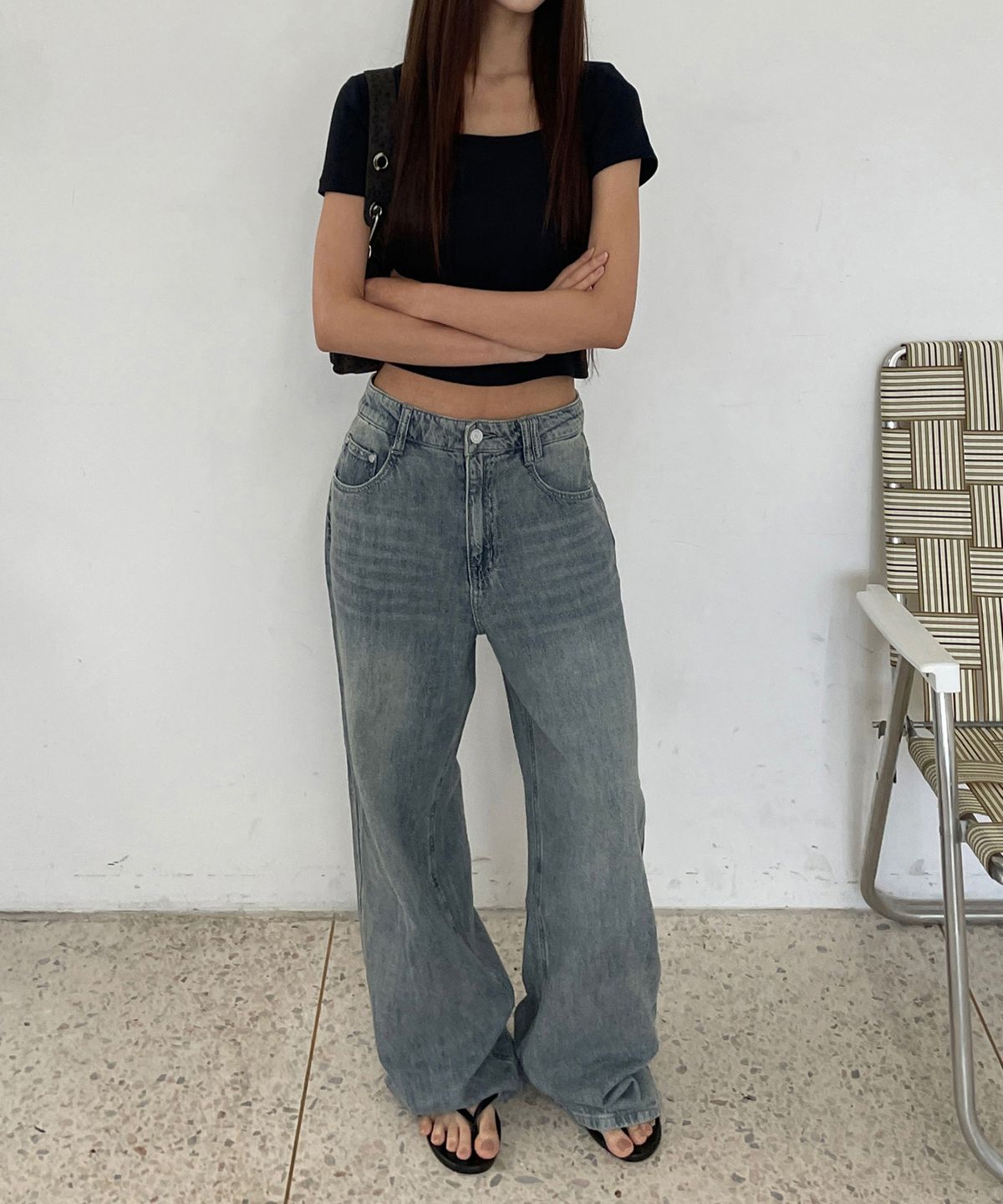 데케트 우먼(DECET WOMEN) [린넨라이크]Linen Like Wide Jeans DCWPT028LIGHTBLUE