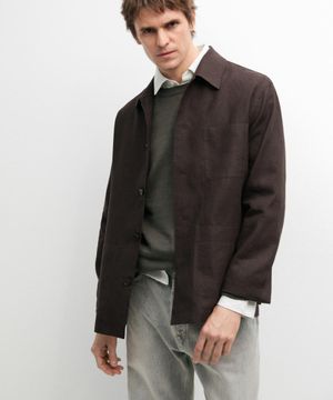 포켓 디테일 린넨 오버셔츠