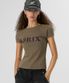 우먼스 그래픽 피그먼트 립브드 숏 슬리브_카키 브라운