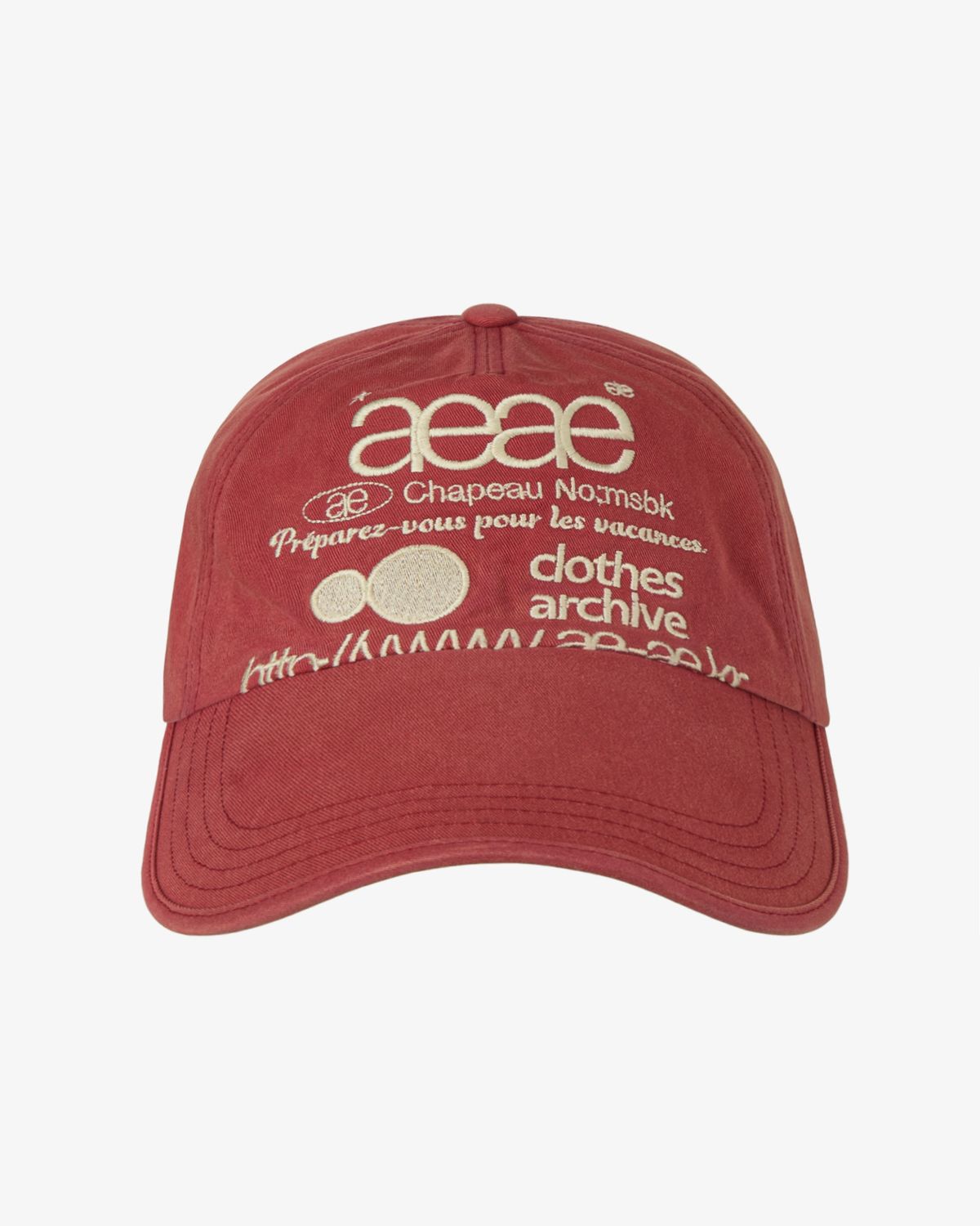 에이이에이이(AEAE) WEB LOGO WASHED 5 PANNEL BALL CAP [RED]