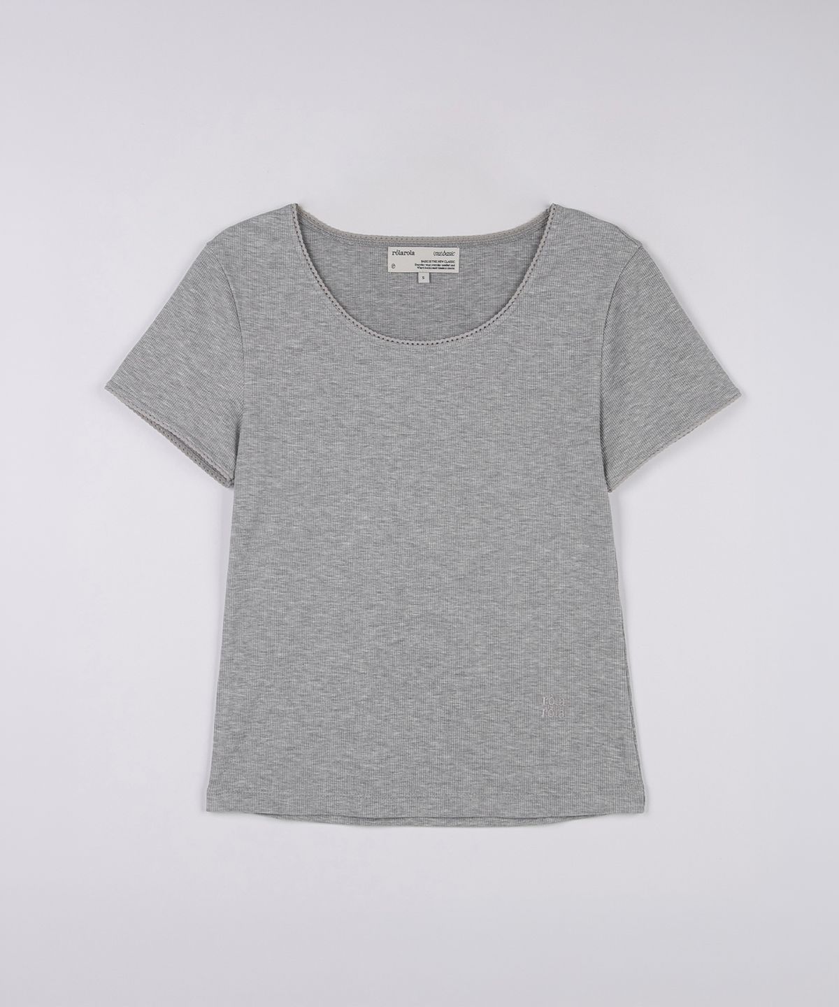 로라로라(ROLAROLA) NUBASIC LACE RIBBED T-SHIRT M/GRAY