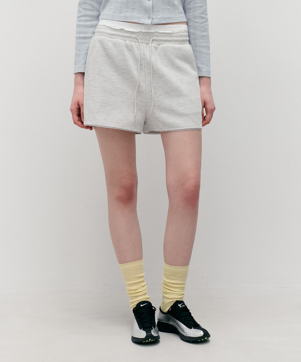 로라로라(ROLAROLA) NUBASIC WAFFLE BANDING SHORTS MELANGE GRAY